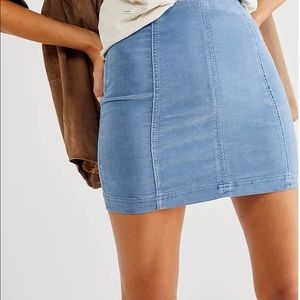 Brand New Free People Modern Femme Cord Blue Metal Mini Skirt, Size 4